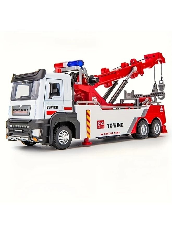 Heavy Duty Rescue Tow Truck With Retractable Hook Realistic Siren Lift Off Platform Mixer Truck - Image 5